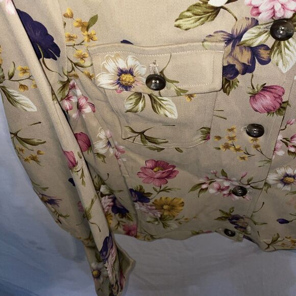 Jones New York Women’s Casual Shirt Size 10 Beige Floral Going Out Party Comfort - Picture 6 of 12